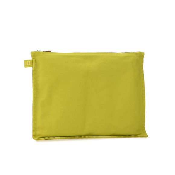 Pre Loved Hermes Lime Canvas Pouch Clutch Women Green Clutch Bags - Picture 3 of 8